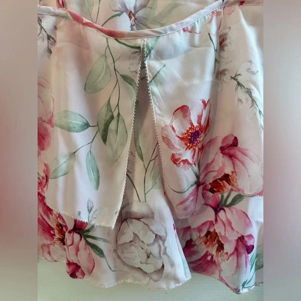 NWT CUPCAKES and CASHMERE Rose Embellished Blouse SMALL Pink Red Tiered S Neck - Picture 8 of 16